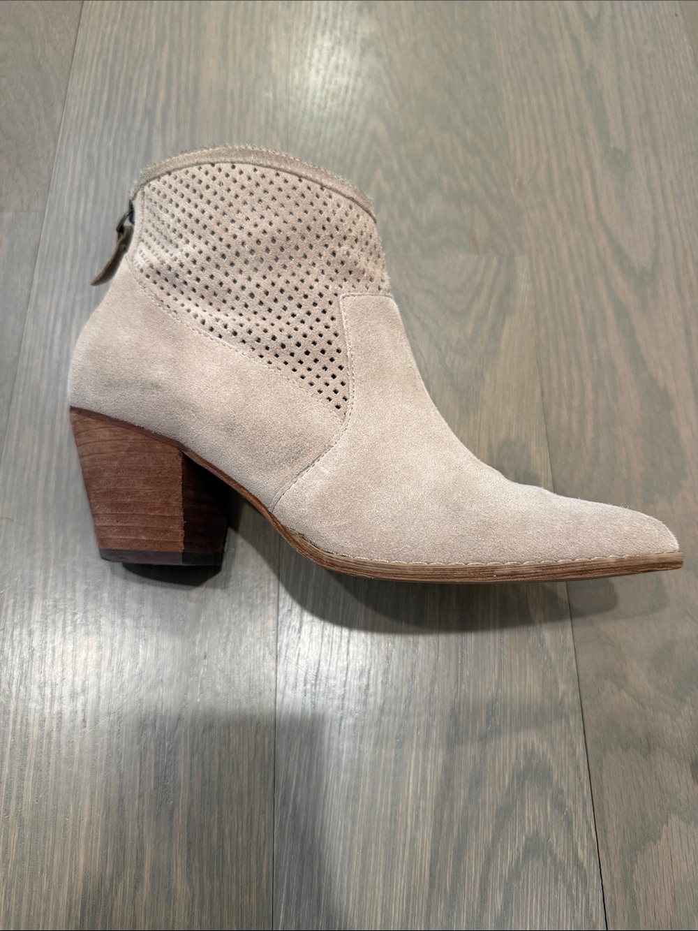 Treasure & Bond Taupe Suede Perforated Ankle Booties - Picture 2 of 4
